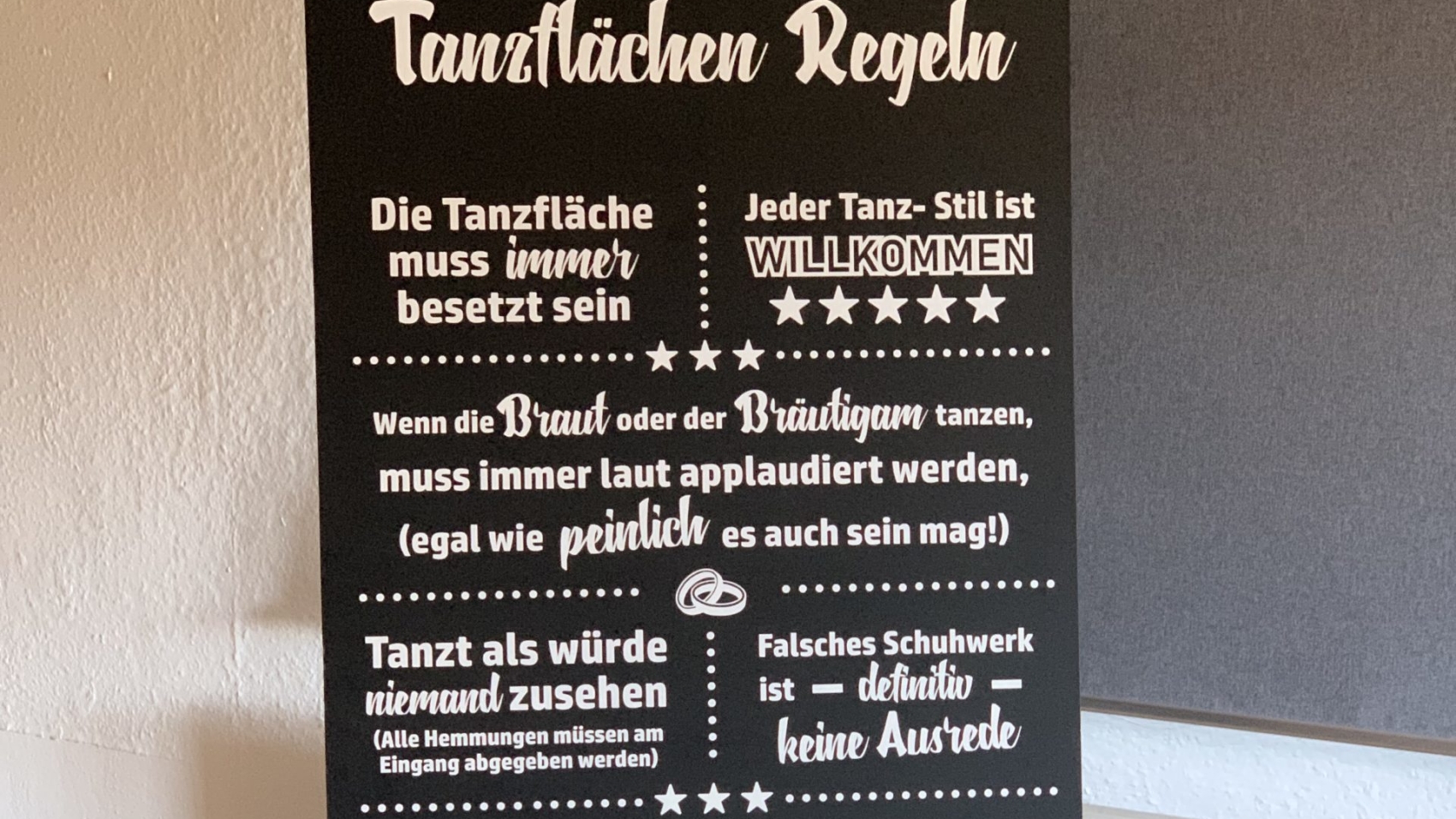 Tanzflächen Regeln Schild