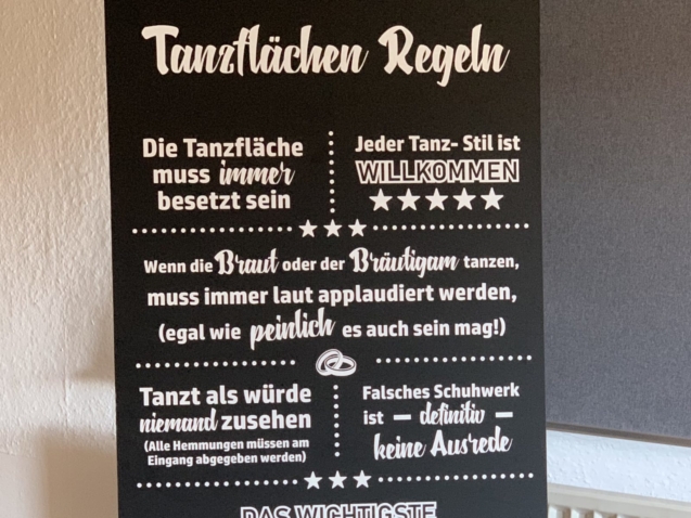 Tanzflächen Regeln Schild